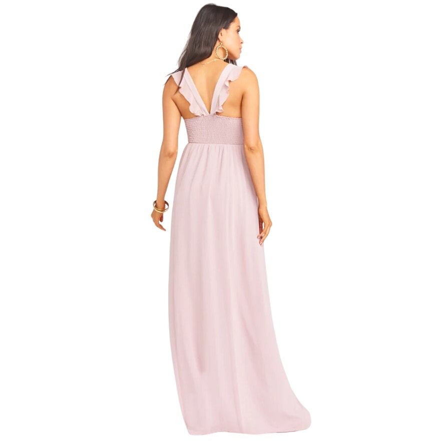 Show Me Your Mumu June Maxi Dress Blush Rose Size Small Sleeveless Flutter