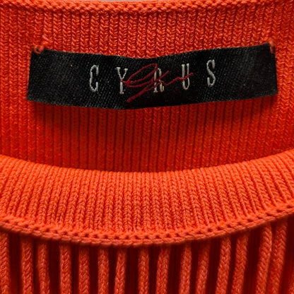 Cyrus Coral Orange Fringe Neckline Sleeveless Ribbed Knit Tank Top Sweater Small