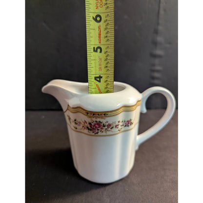 Vintage Lynne Fine China Creamer Pitcher Floral Gold Trim French Country