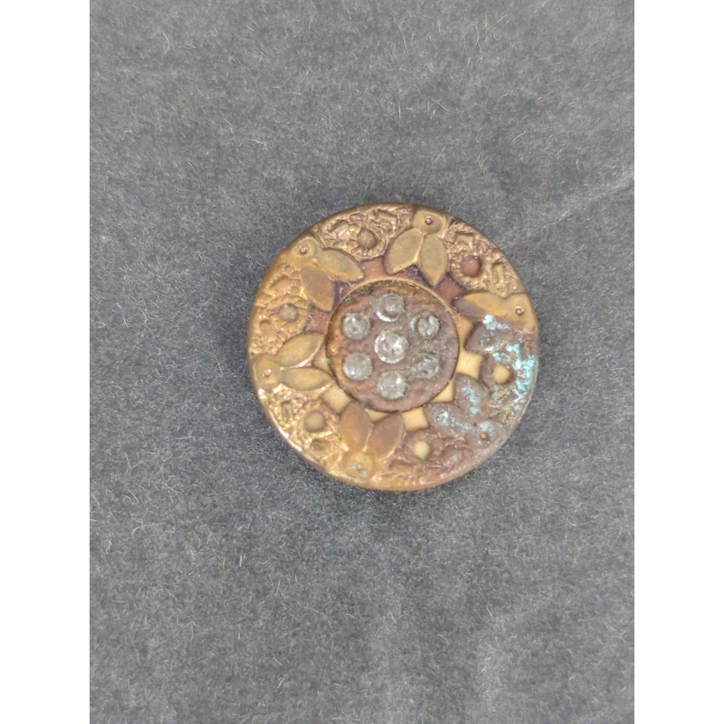 LOT TT of 10 Antique Vintage Victorian Brass Mixed Materials Buttons ESTATE FIND