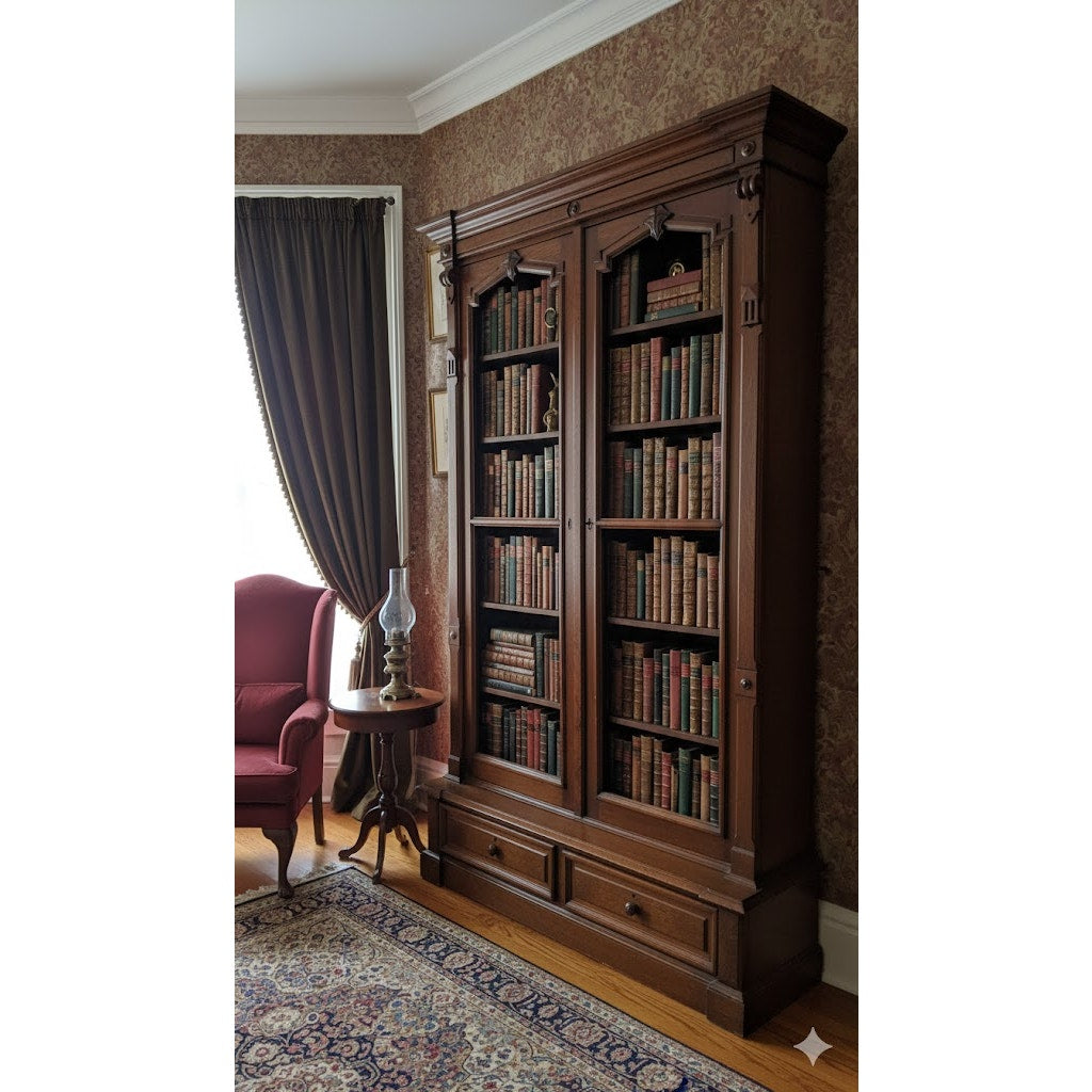 Secondhand Sandies: Antique Library Lawyer Grand Office Cabinet Glass Display Multi Shelf