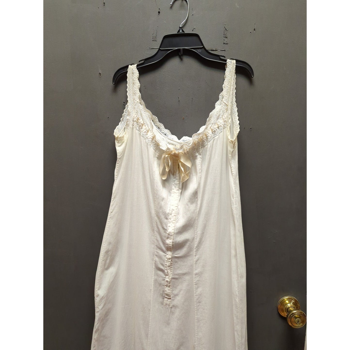 Edwardian antique White cotton lace cotton sleeveless dressing gown undergarment
