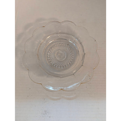 Vintage Mosser Glass Cherry & Cable Butter Dish Clear Pressed Gold Trim 5.5"