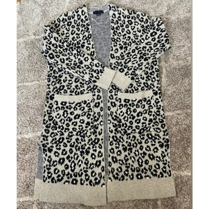 sanctuary animal print open front cardigan with pockets size SMALL OVERSIZE Cozy