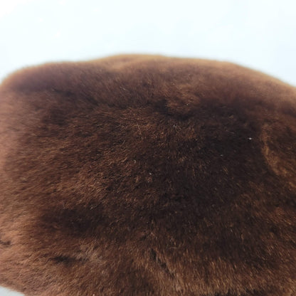 Vintage faux fur womens hat Size 7" Brown classic Pillbox