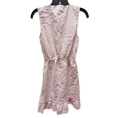 Love Ady Vneck Small Pink white Seersucker sleeveless short dress elastic waist