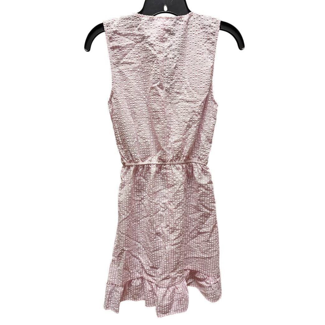 Love Ady Vneck Small Pink white Seersucker sleeveless short dress elastic waist