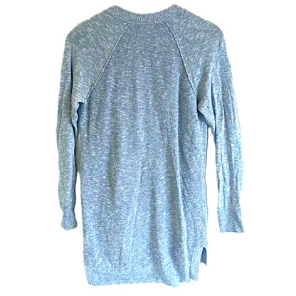 NWT Caslon Open Front Shaker Stitch Cardigan Linen/Cotton in Blue Pockets Sz 2X