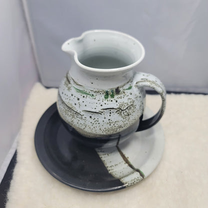 Donald Penny Signed Studio Art Pottery Pitcher and Plate Earth tones