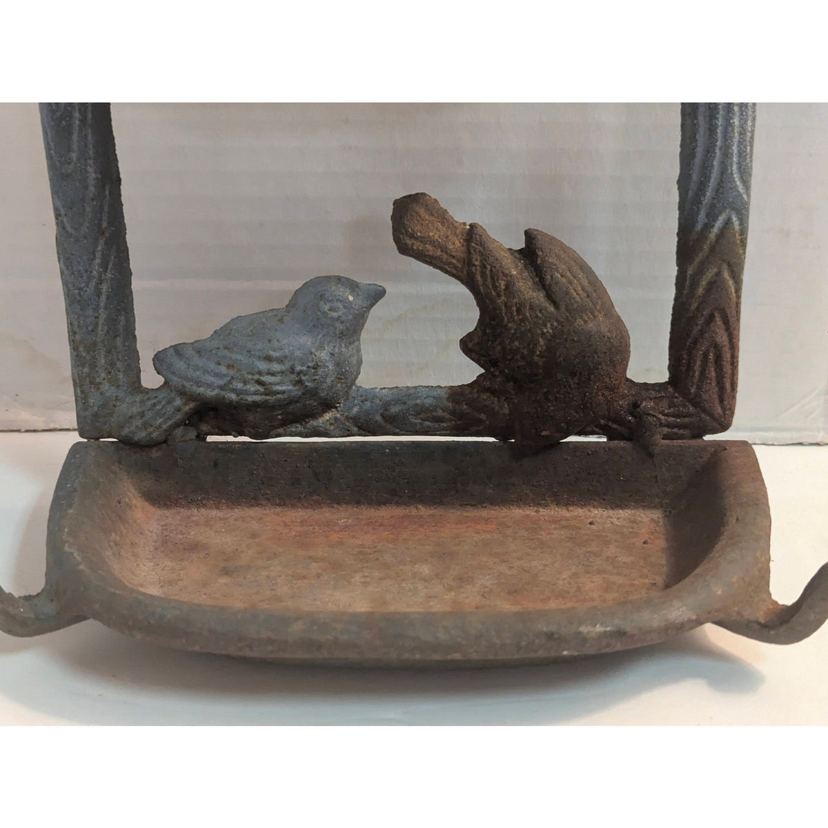 Vintage Cast Iron Songbirds Two Tier Wall Mount Bird Feeder Bath Planter