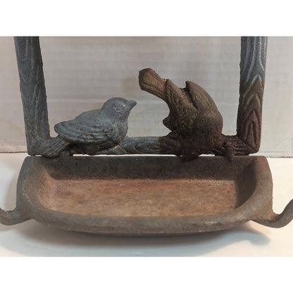 Vintage Cast Iron Songbirds Two Tier Wall Mount Bird Feeder Bath Planter