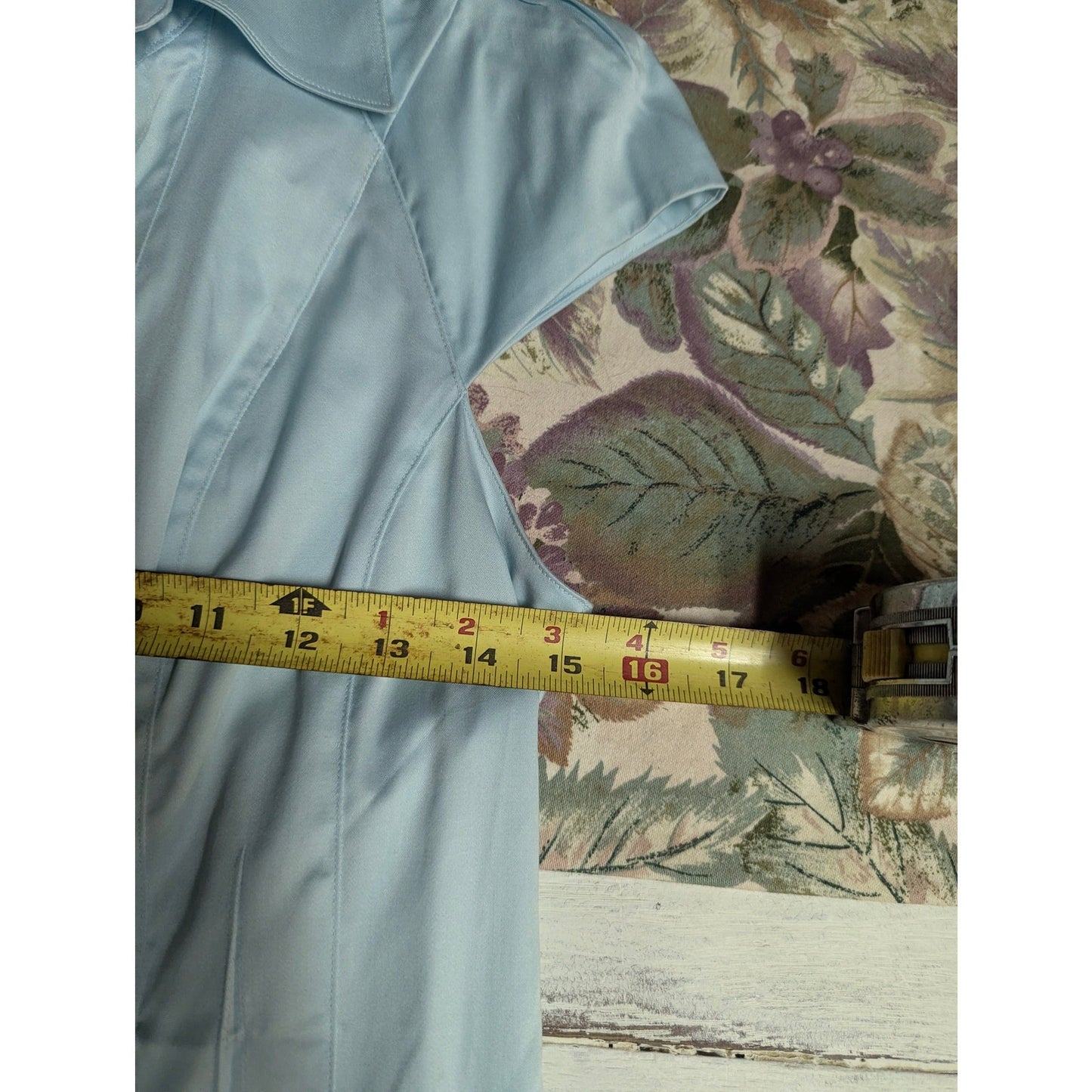 Antonio Melani Cap Sleeve Button Up Shirt small Ice Blue Cotton Blend Blouse