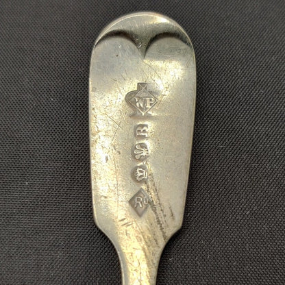 Antique William Page & Co Silverplate Salt Spoon Crown Fan Hallmarks