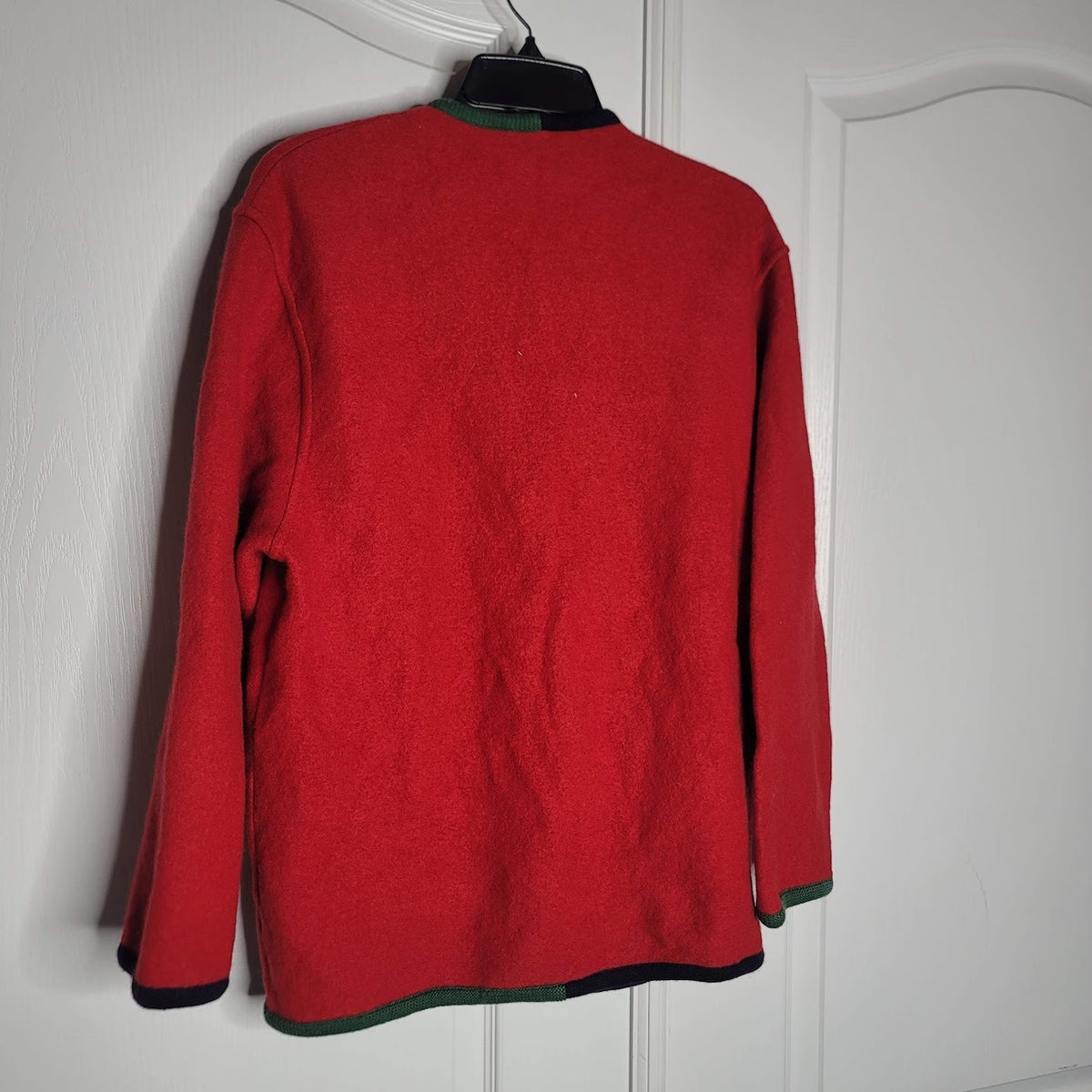 Geiger Tyrolean Sz 42 Austria Cardigan Felted red Wool Jacket Buttons Embroidery