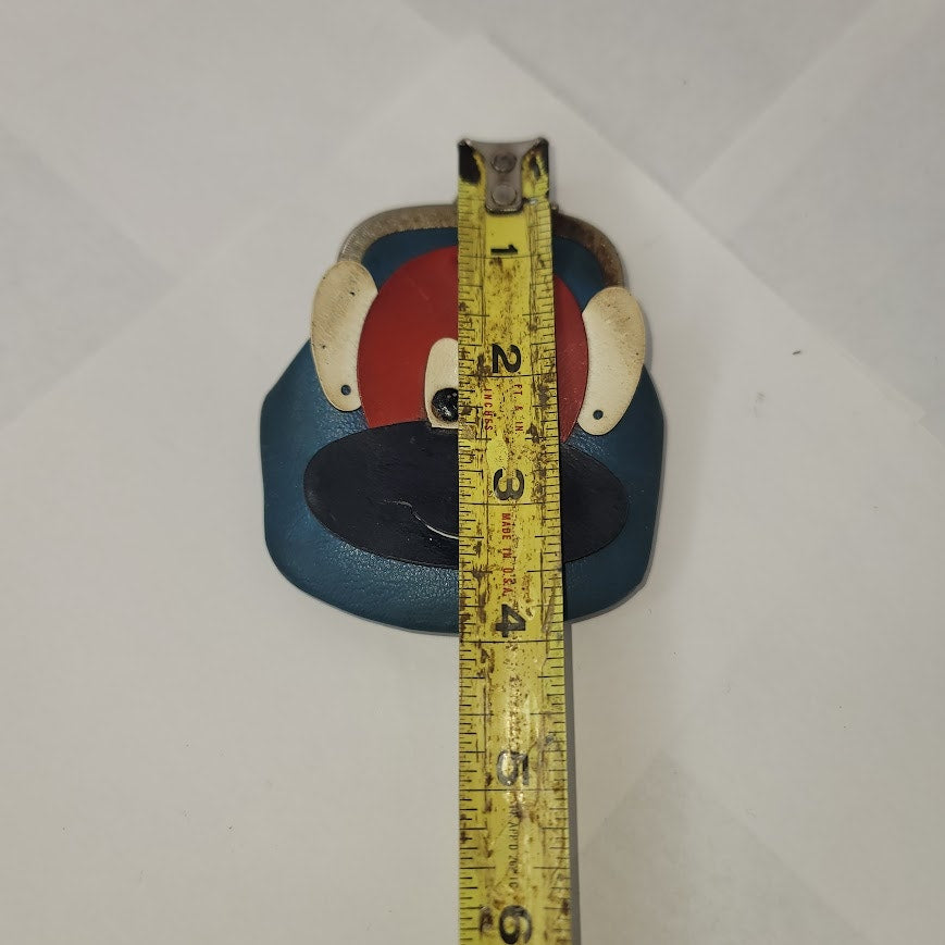 Vintage 1970s Monkey Coin purse kiss lock Blue Red White 4" money pouch