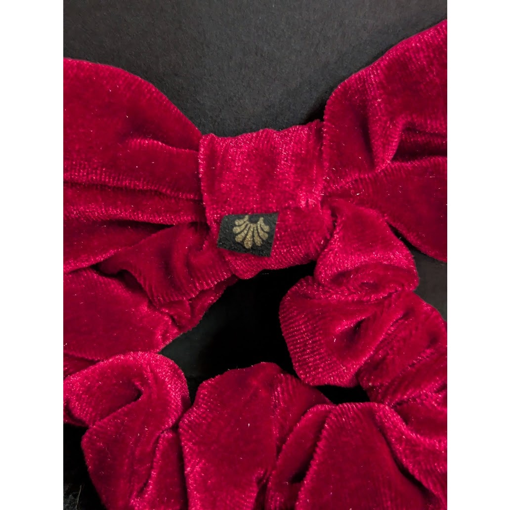 LELE SADOUGHI set of 3 small elastic  4" red Velvet Bow new scrunchie crimson