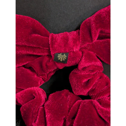 LELE SADOUGHI set of 3 small elastic  4" red Velvet Bow new scrunchie crimson