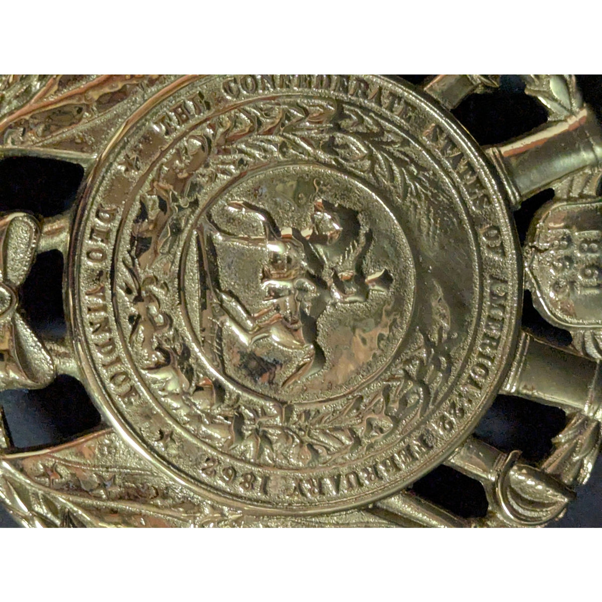 Vintage Solid Brass Great Seal of the Confederacy Trivet with Original Box