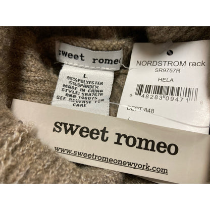 Sweet Romeo Sweater Large Heather Latte NEW Abstract Rib Turtleneck Hi Low Tunic