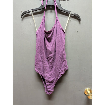 BP. NWT Purple Sleeveless Bodysuit Large Halter Tie Neck Snap Layering
