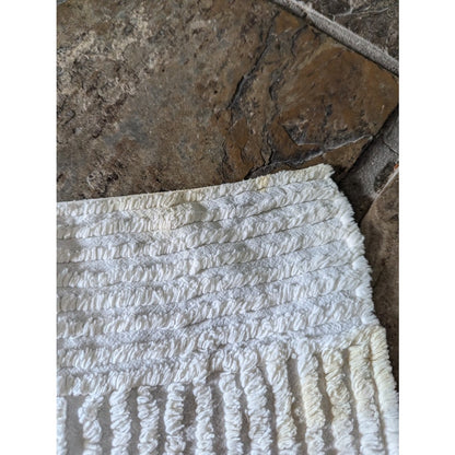 Vintage cream yellow pink blue Baby chenille crib  blanket FAIR condition Cutter