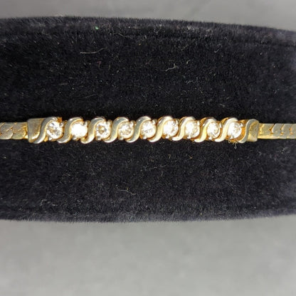 Vintage Fashion BRACELET 7" gold tone rhinestone S Link tennis