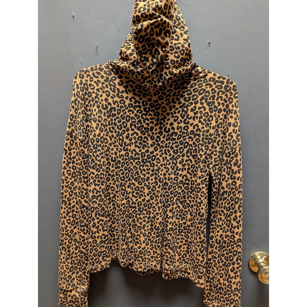 NEW Harper Canyon Girls Leopard Print Lightweight Pullover Hoodie Sweatshirt Top
