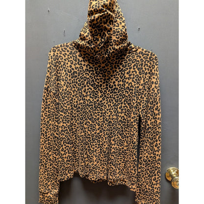 NEW Harper Canyon Girls Leopard Print Lightweight Pullover Hoodie Sweatshirt Top