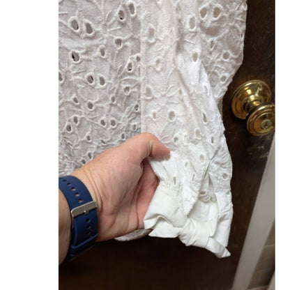 French Connection Eyelet White cotton Broderie oversized shirt blouse small