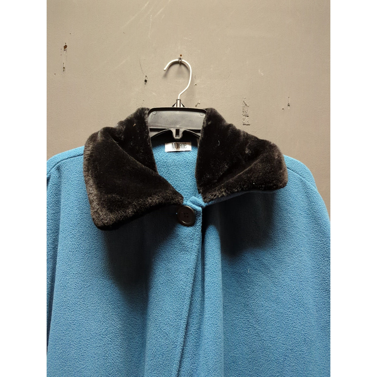 Monroe and Main Teal Blue Black collar Capelet ONE SIZE pockets cape coat winter