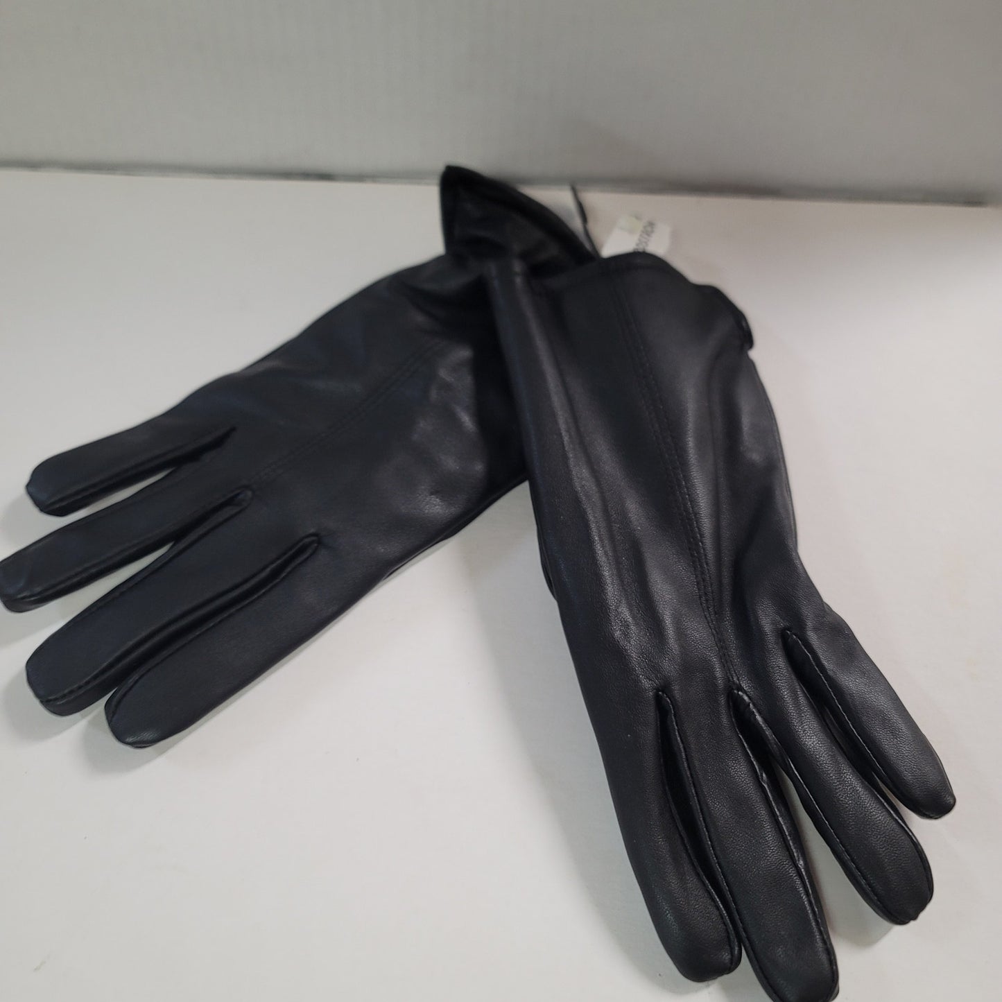 Nordstrom Black Leather Shearling GLOVES Side Slit LARGE Winter Driving NEW $88