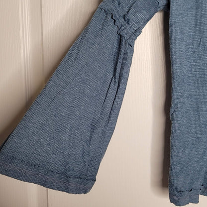 BAEA new small thermal shirt top blouse textured blue bell long sleeve Casual