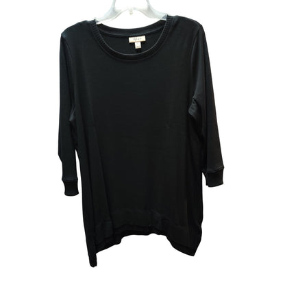 Style & Co Black Knit Tunic Top Asymmetrical Hem Casual Everyday Essential Large