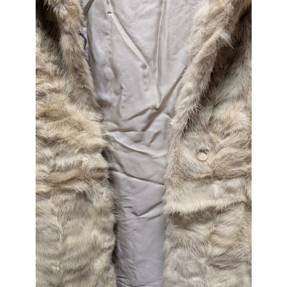 Vintage Winter White Genuine Fur Full-Length Maxi Coat Satin Lined Glamour