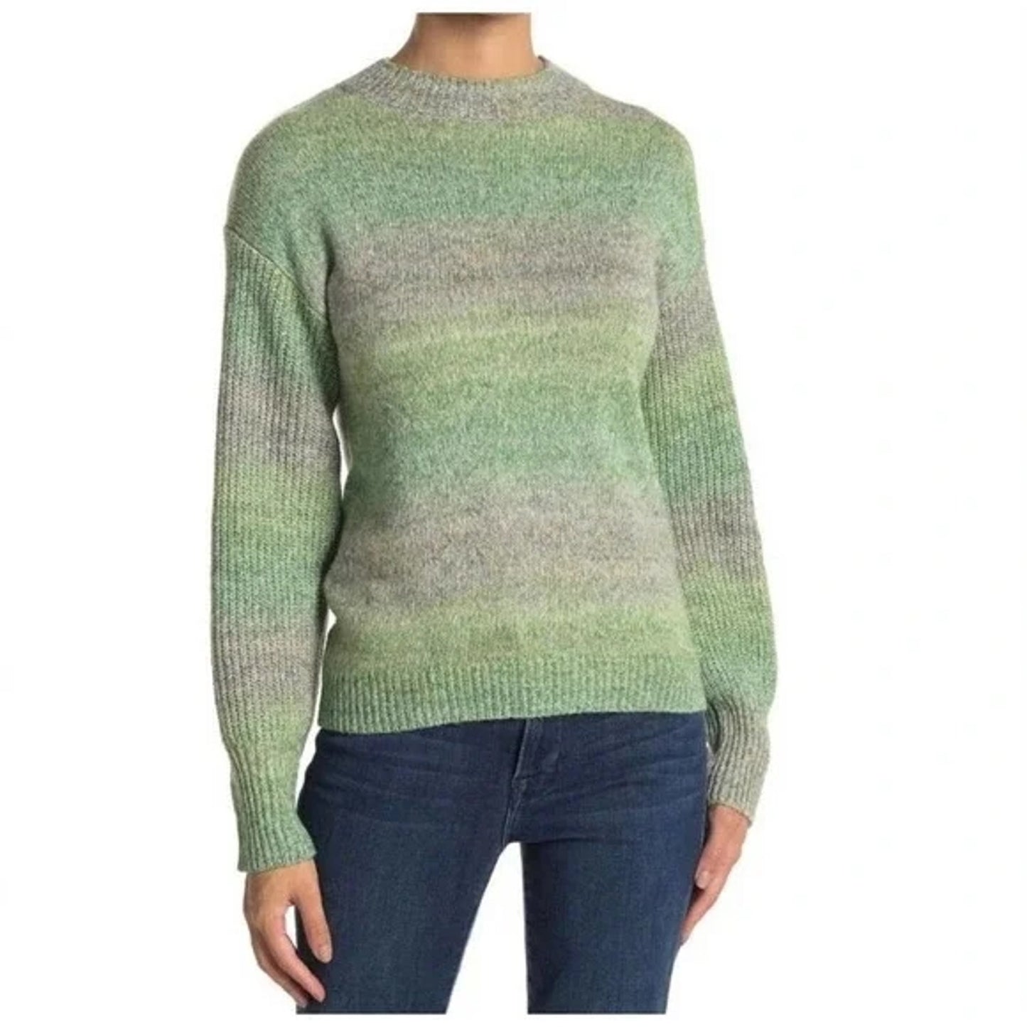 Abound Marled Knit Pullover Sweater LARGE in Teal Cyrus Space Dye NWT