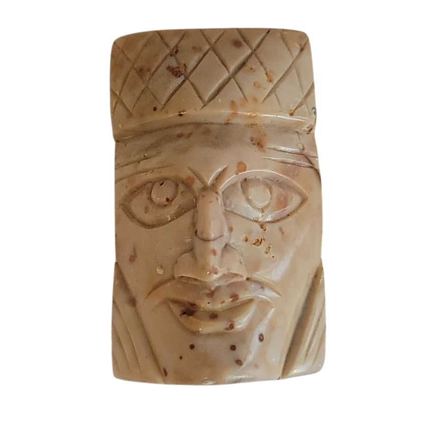 Vintage carved marble stone polished talisman god Mexico Latin America King