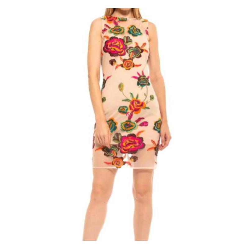 Alexia Admor Palmer Dress Size 4 NEW Floral overlay lined embroidered Sheath NEW