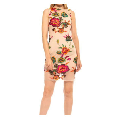 Alexia Admor Palmer Dress Size 4 NEW Floral overlay lined embroidered Sheath NEW