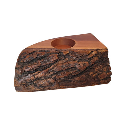 Live Edge Pine Rustic handcarved handturned solid wood candle vase holder