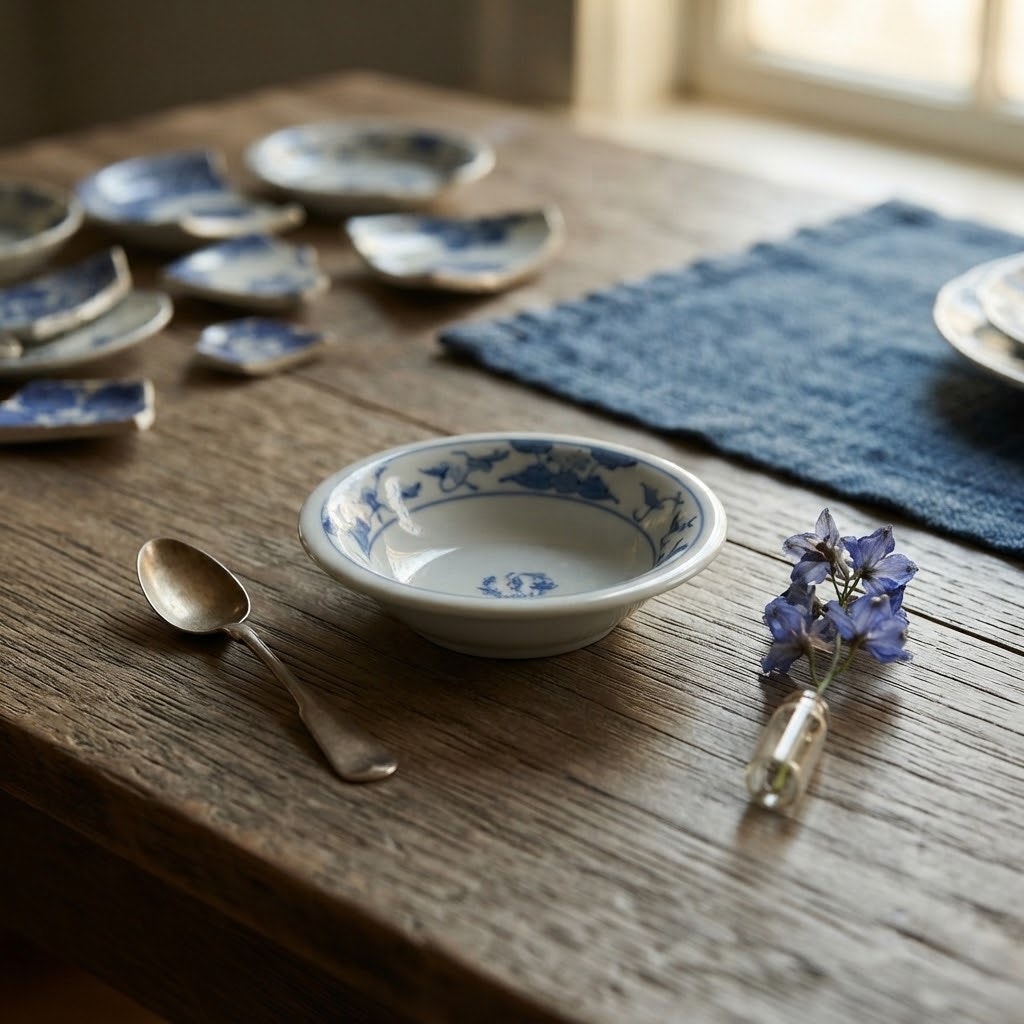 Vintage 4.5" Blue And White Porcelain Miniature Bowl Floral Trinket Dish Taiwan