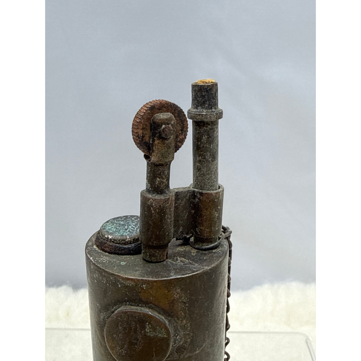 Vintage Solid Brass Cylindrical Trench Style Table Lighter Stamped #4 Industrial