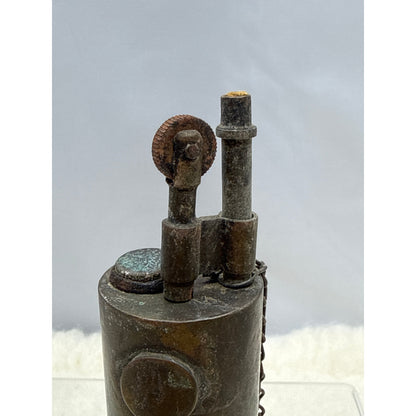 Vintage Solid Brass Cylindrical Trench Style Table Lighter Stamped #4 Industrial