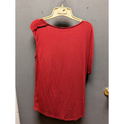 H By Bordeaux One Sleeve Blouse Women's Small Burgundy Stretch Rayon Spandex