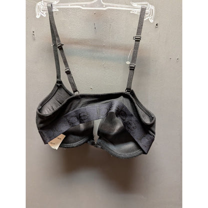 Bebe Pushup Bra size 34C Underwire Black Padded Back Closure Spellout Logo Band