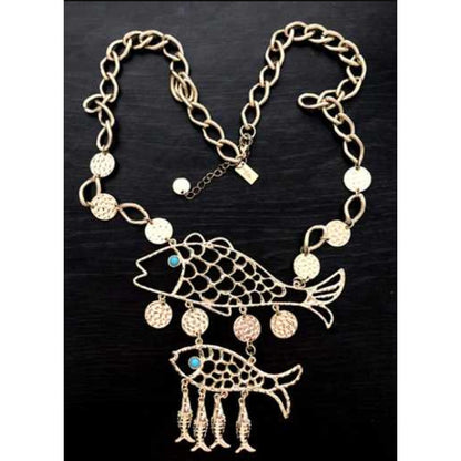 Vintage Necklace Statement Piece Lilly Pulitzer 2 Fish Goldtone