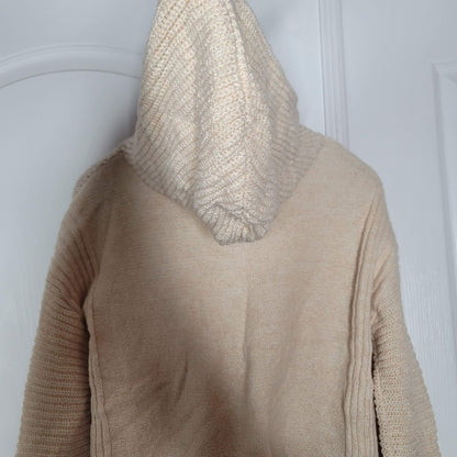Abound Hooded Pullover Rib Knit Sweater Size MEDIUM Beige Oatmeal NWT