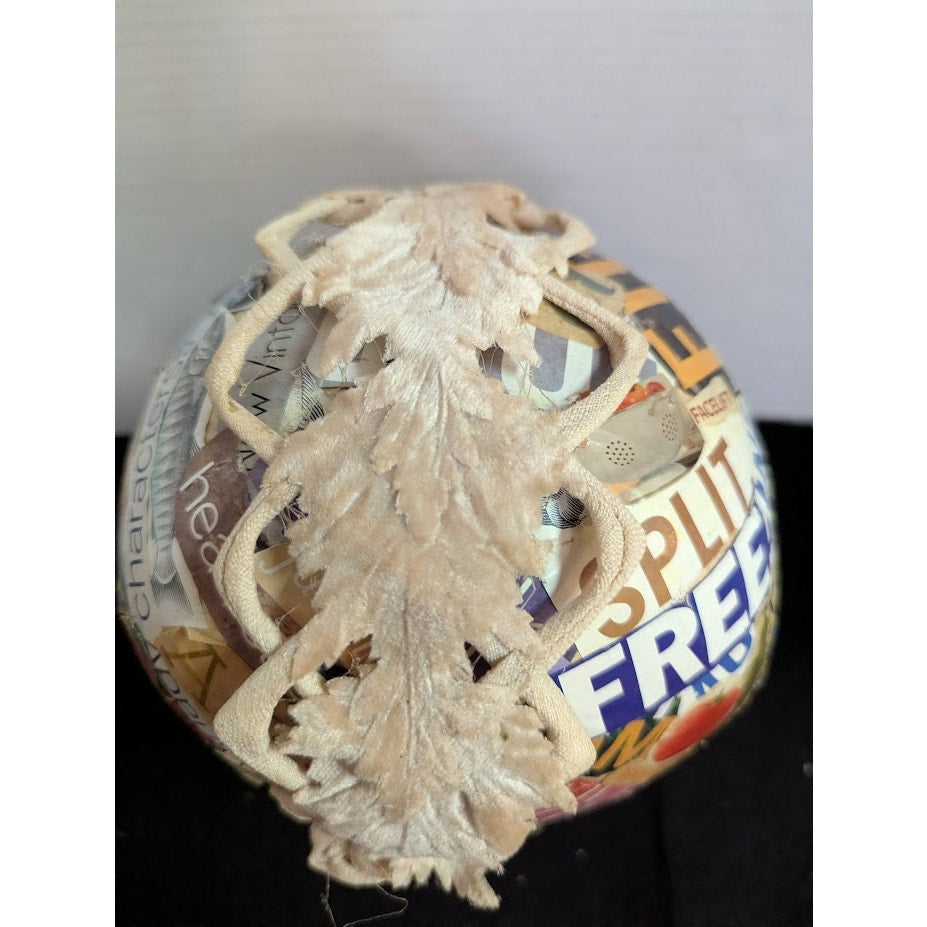 Vintage 50s Ivory Velvet Chenille Lattice Headband Hat Whimsy Cage Fascinator