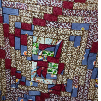 Flannel Quilt Topper Handmade Jolly Green Giant Vintage Fabric 86" x 64" F/Q