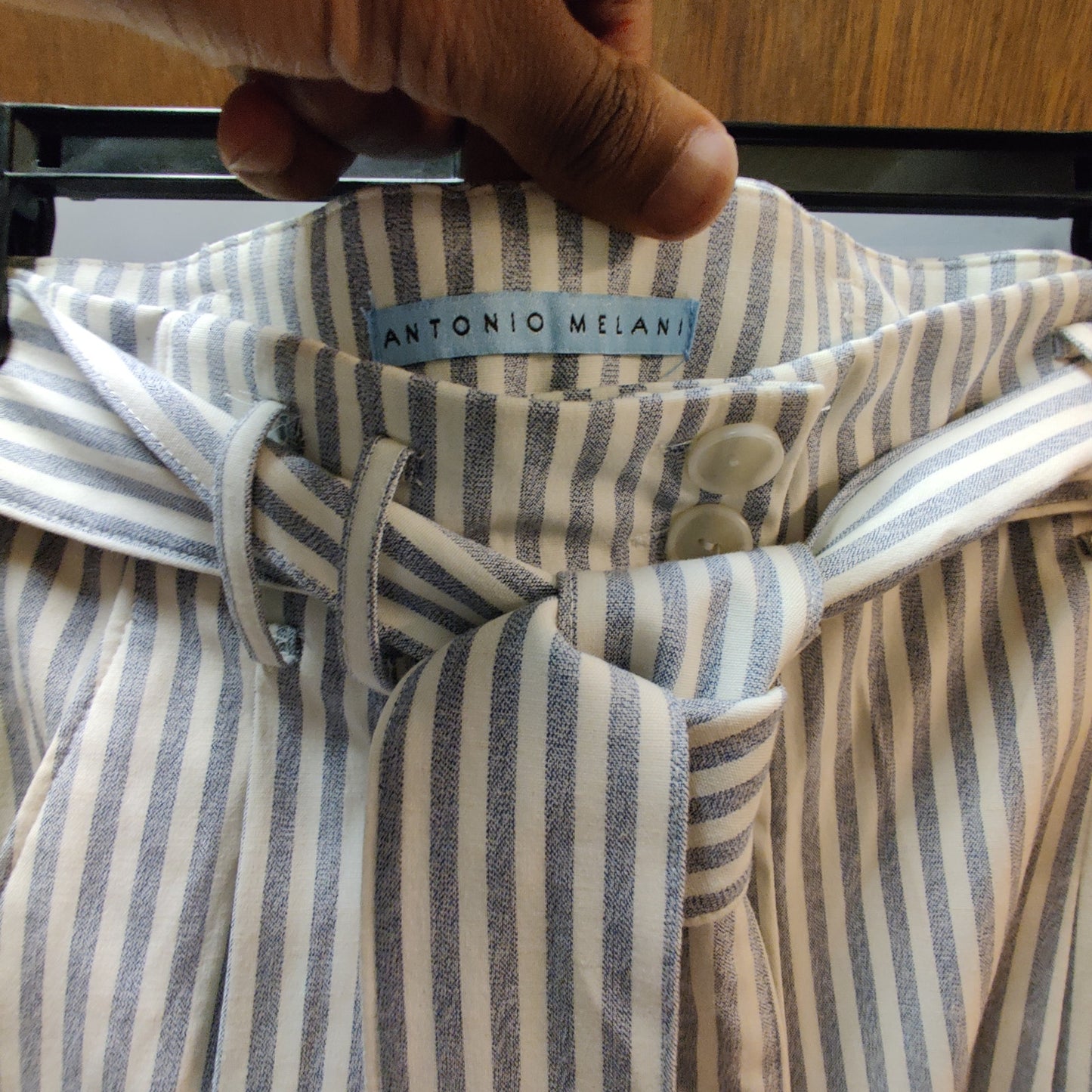 Antonio Melani Striped Paperbag Pants Tie Waist Coastal Preppy NWT Clear Skies 4