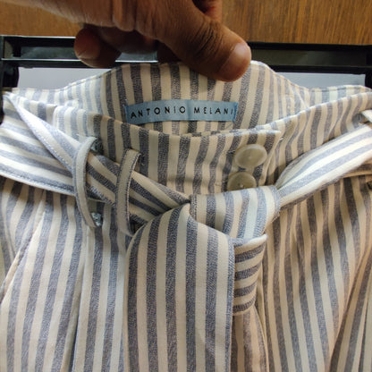 Antonio Melani Striped Paperbag Pants Tie Waist Coastal Preppy NWT Clear Skies 4